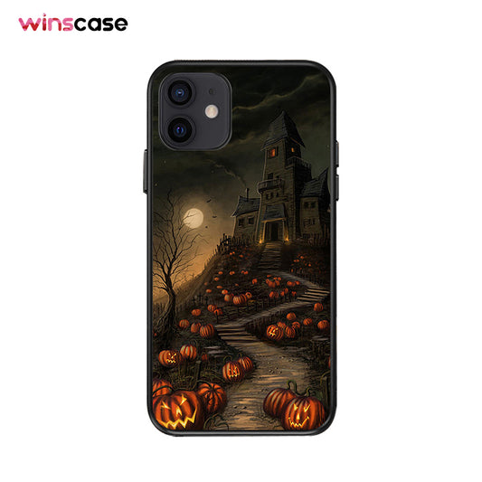 Halloween Series | iPhone Liquid Silicone Painted Soft Case - Pumpkin Haunted House
