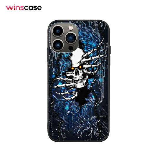 Halloween Series | iPhone Liquid Silicone Painted Soft Case - Blue Skull-2