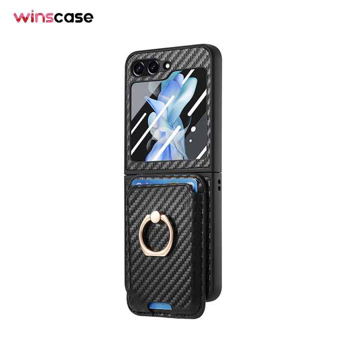 Samsung Galaxy Z Flip Series | Magnetic Card Holder Carbon Fiber Mobile Phone Case