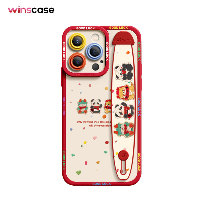 iPhone Series | “Cartoon Animals”  Liquid Silicone Wristband Phone Case