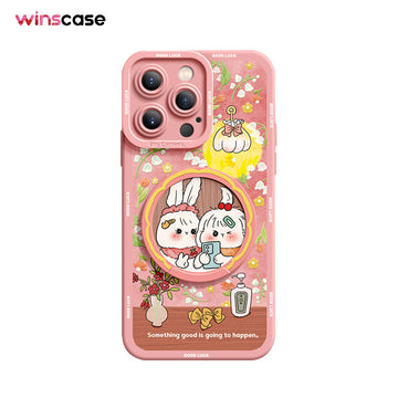 iPhone Mirror Bracket Series |"Garden Bunny” Cartoon Silicone Liquid Phone Case