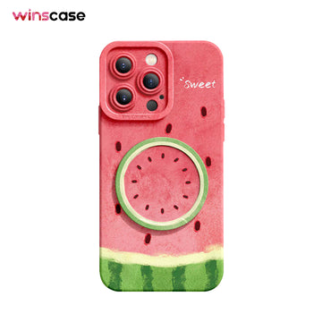 iPhone Mirror Bracket Series |"Fruit Series” Cartoon Silicone Liquid Phone Case