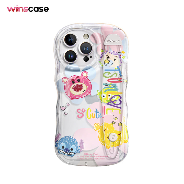 iPhone Series | Cartoon Disney Design Anti-fall Soft Silicone Transparent Wristband Phone Case