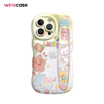 iPhone Series | “Cute Bear” Design Anti-fall Soft Silicone Transparent Wristband Phone Case